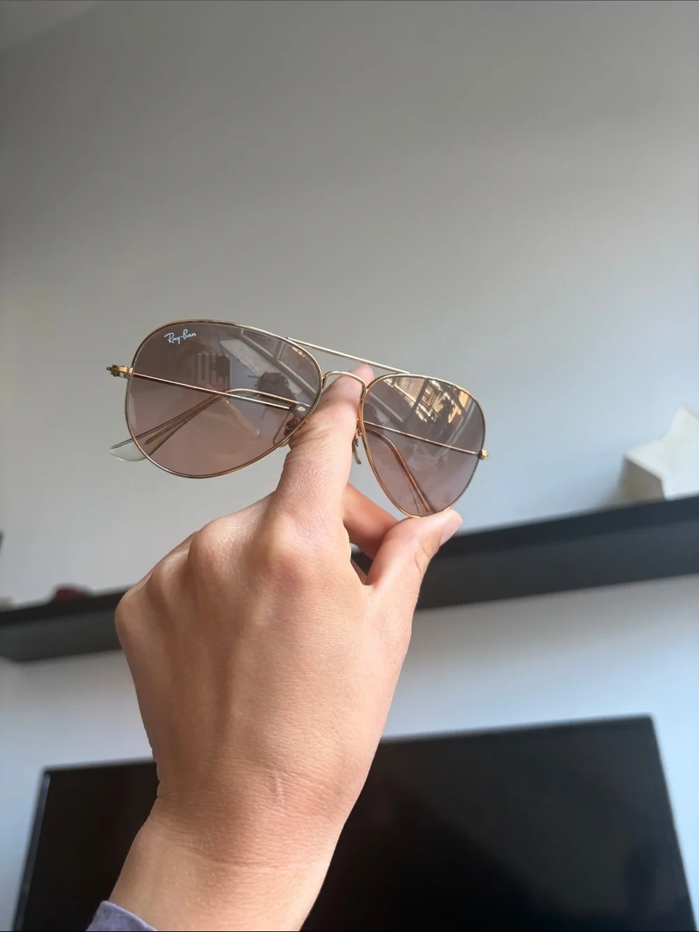 RayBan Aviators Gold/Crystal Brown Pink Silver Mirror 62mm